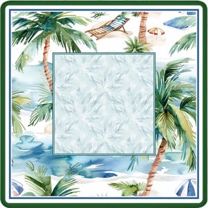 Tropical Palm Beach Mahjong Mat - Coastal Seaside Resort Table Topper, Luxury Blue Game Night Decor, Mah jongg Player Gift for Her image 6