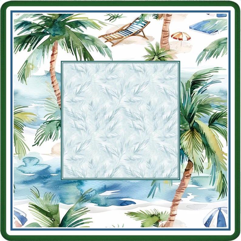 Tropical Palm Beach Mahjong Mat - Coastal Seaside Resort Table Topper, Luxury Blue Game Night Decor, Mah jongg Player Gift for Her image 6