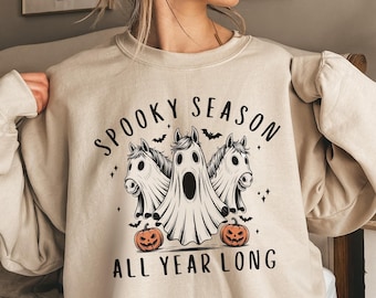 Ghost Horse Halloween Sweatshirt Comfort Colors® Shirt For Horse Girls Spooky Halloween Horse Sweatshirt Funny Fall Shirt Halloween Shirt