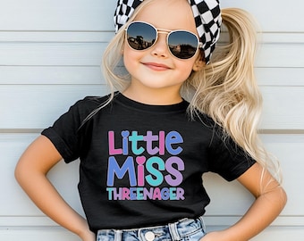 Little Miss Threenager Shirt 3rd Birthday Shirt Toddler Birthday Outfit Girls 3rd Birthday Tee Trendy Toddler Girls Third Birthday Shirt