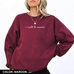 I Could Be Meaner Sweatshirt Funny Humor Sweatshirt Sarcastic Sweatshirt Funny Quote Sweatshirt Sarcasm Shirt Trendy Shirt for Women image 7
