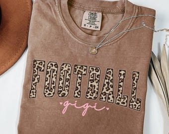 Comfort Colors® Gigi Football Shirt Football Sweatshirt Leopard Football Gigi Shirt Football Grandma Gift Game Day Shirt Football Fan Gift