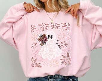 Lace Ghost Sweatshirt Halloween Sweatshirt Ghost Crewneck Coquette Halloween Sweater Halloween Ghost Shirt Ghost Coquette Halloween Shirt