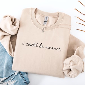 I Could Be Meaner Sweatshirt Funny Humor Sweatshirt Sarcastic Sweatshirt Funny Quote Sweatshirt Sarcasm Shirt Trendy Shirt for Women image 1