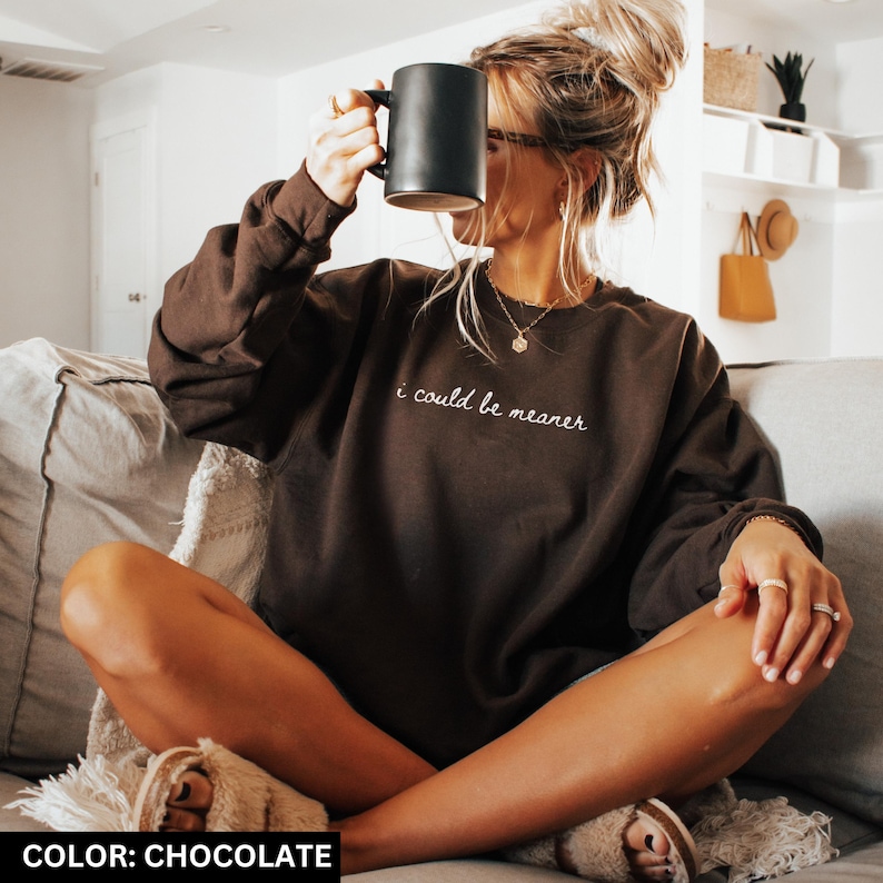I Could Be Meaner Sweatshirt Funny Humor Sweatshirt Sarcastic Sweatshirt Funny Quote Sweatshirt Sarcasm Shirt Trendy Shirt for Women image 5