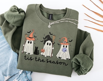 Halloween Ghost Sweatshirt, Ghost Halloween Sweatshirt, Ghost Witch Sweatshirt, Retro Halloween Women's Sweatshirt, Halloween Party Shirt