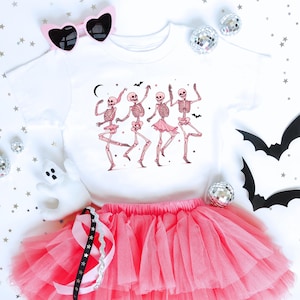 Dancing Skeletons Shirt, Halloween Sweatshirt, Retro Halloween Women&#39;s Shirt, Halloween Party Tshirt, Spooky Season Skeleton Tee, Kids Sizes