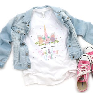 Birthday Girl Unicorn T-Shirt, Birthday Unicorn Shirt, Girls Birthday Party Shirt, Gift Ideas for Birthday Girl, Daughter Birthday Gift