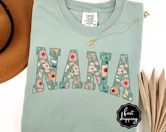 Comfort Colors® Nana Shirt Floral Boho Grandma Shirt Mama Tshirt Gift For Nana Shirt For Mom Boho Floral Shirt, Mothers Day Gift