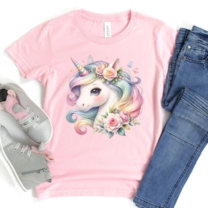 Girls Unicorn Shirt Unicorn Birthday Shirt for Girl Girls Flower Tshirt Toddler Unicorn Shirt Rainbow Unicorn Shirt Pastel Colors Shirt