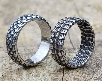 Anelli con scaglie di serpente drago - Anelli gotici in metallo celtico norreno vichingo argento in acciaio inossidabile