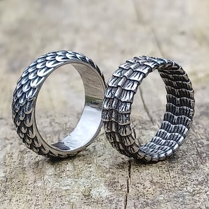 Drachenschuppenringe - Edelstahl Silber Wikinger Keltisch Nordische Metall Gotische Ringe