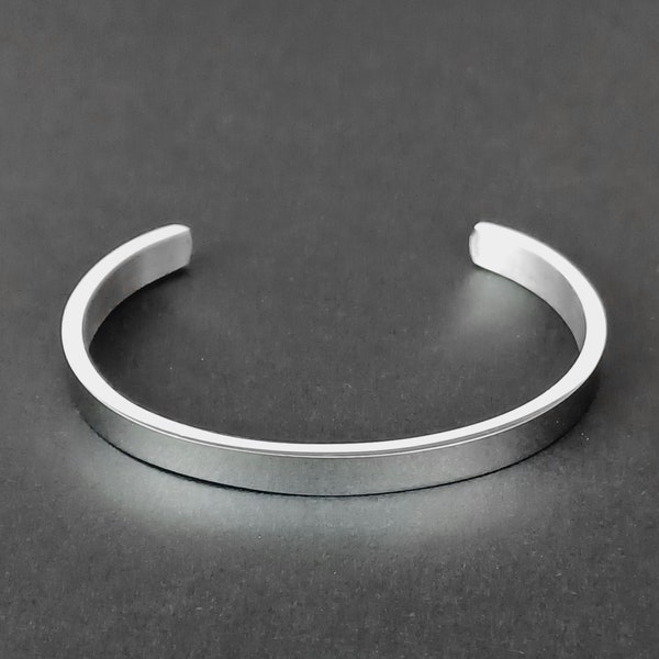 Mens Silver Cuff Bracelet Stainless Steel Viking Modern Norse Bangle