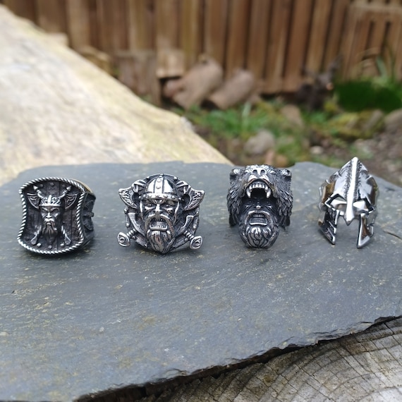 Viking Warrior Rings - Men's Stainless Steel Berserker Norse Celtic Bands