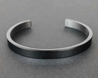 Mens Black Cuff Bracelet Stainless Steel Viking Modern Norse