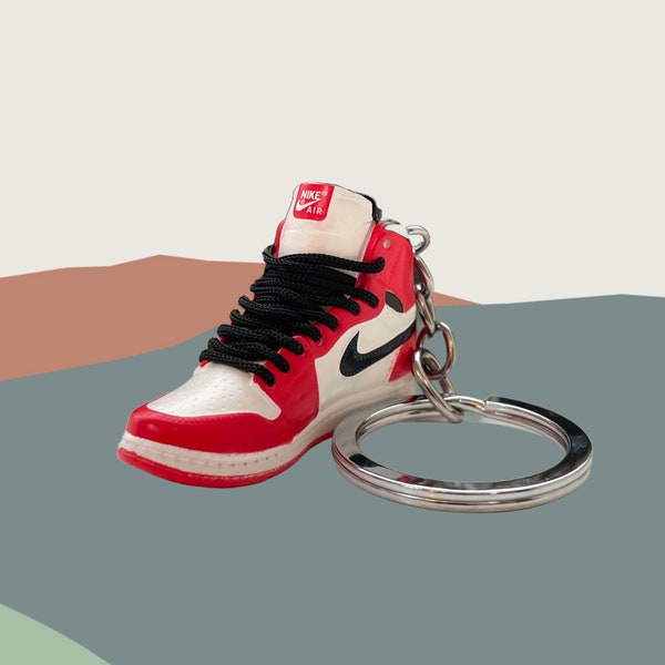 3D Mini Jordan Swoosh Sneaker Schlüsselanhänger - Rot und Weiß