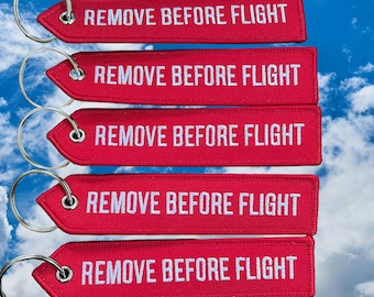 5x Remove before flight keychain keyring