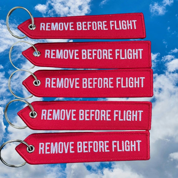 5x Remove before flight keychain keyring