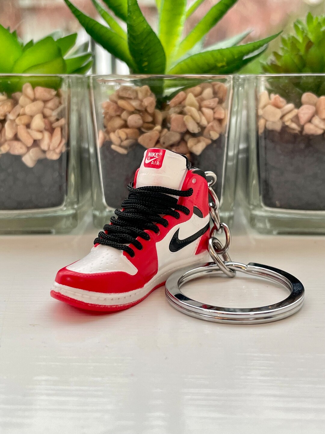 3D Mini Jordan Swoosh Sneaker Keychain Red and White - Etsy