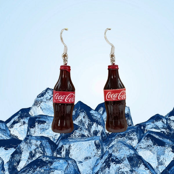 Boucles d'oreilles bouteille de Coca-Cola - Argent 925 - Boucles d'oreilles amusantes en cadeau