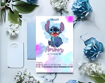 Invitación para fiesta de Lilo y Stitch