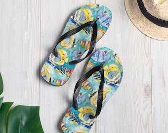 Flip-Flops med Tropiska Fiskar – Sommarstrandsandaler med Havsdjur