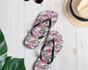 Tongs à fleurs d'anthurium, Été amusant, Vacances, Plage, Sandales