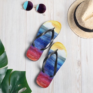 Sunset Flip-Flops - Colorful Summer Design, Summer, Vacation, Sunrise/Sunset Sandals