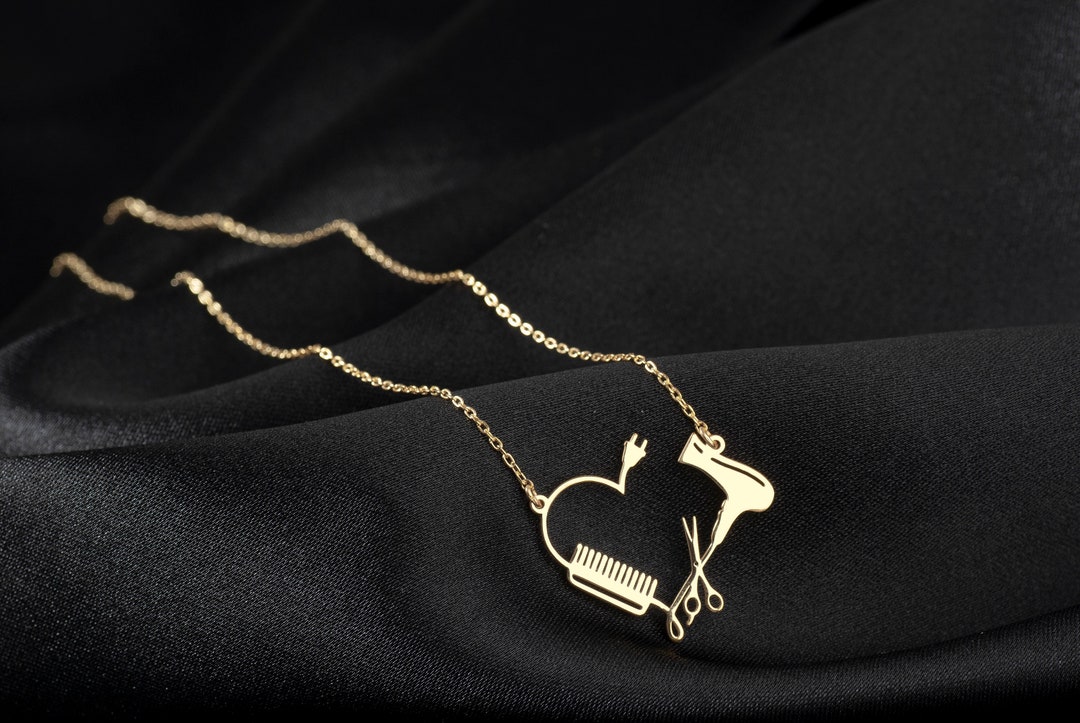 14k Yellow Gold Personalized Hairdresser Scissor Pendant – Engravable Name Necklace - View #8
