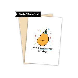 Tarjeta de cumpleaños divertida / Linda patata / ¡Feliz cumpleaños! / Lindo regalo de cumpleaños para novia, novio, esposo, esposa, ella, él / Digital