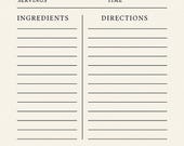 Farmhouse Recipe Card Printable | 4x6 & 5x7 Rustic Kitchen Notes | Digital Download Recipe Template PDF