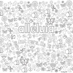 Alleluia - giant coloring banner digital download, 48in x 36in