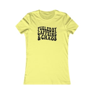 Groovy Fueled By Caffeine & Chaos T-shirt, Coffee Lover Gift Shirt, Chaos Shirt, Funny Graphic Tee, Retro Style