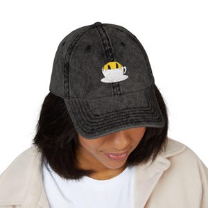 Vintage Embroidered Cap with Coffee Cup Design, Casual Hat, Gift for Coffee Lovers, Outdoor Cap, Trendy Headwear