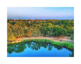 Impresión fotográfica en lienzo con vista aérea de Lakeside Park