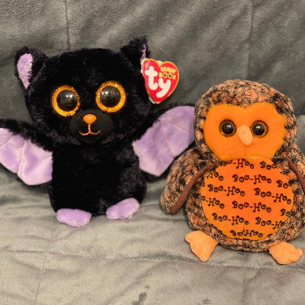 TY Collectors Item Beanie Baby Vintage Halloween "Swoops" and "Boo Who?" Beanie Baby Collection Excellent Condition Soft Beanie Baby