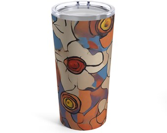 Beautiful Floral Tumbler 20oz, Vintage Botanical Cup, Pastel Floral, Nature Mug, Flower Garden Lover Gift, Mothers Day, Vibrant Pastels