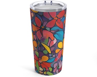 Beautiful Floral Tumbler 20oz, Vintage Botanical Cup, Pastel Floral, Nature Mug, Flower Garden Lover Gift, Mothers Day, Vibrant Pastels