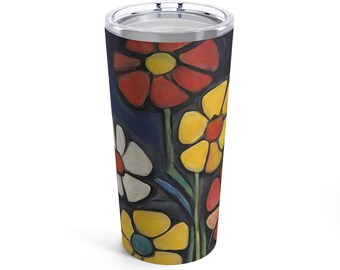 Beautiful Floral Tumbler 20oz, Vintage Botanical Cup, Pastel Floral, Nature Mug, Flower Garden Lover Gift, Mothers Day, Vibrant Pastels