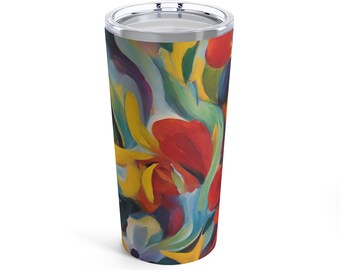 Beautiful Floral Tumbler 20oz, Vintage Botanical Cup, Pastel Floral, Nature Mug, Flower Garden Lover Gift, Mothers Day, Vibrant Pastels