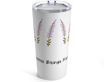 April showers bring May flowers Tumbler 20oz, Vintage Botanical Cup, Pastel Floral, Nature Mug, Flower Garden Lover Gift, Mothers Day