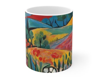 Beautiful Floral Coffee Cup 11oz, Vintage Botanical Cup, Pastel Floral, Nature Mug, Flower Garden Lover Gift, Mothers Day, Vibrant Color