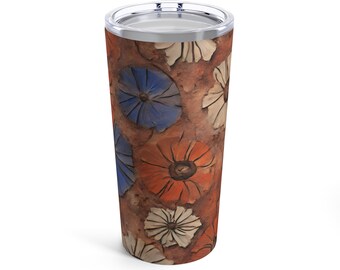 Beautiful Floral Tumbler 20oz, Vintage Botanical Cup, Pastel Floral, Nature Mug, Flower Garden Lover Gift, Mothers Day, Vibrant Pastels