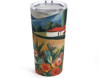 Beautiful Floral Tumbler 20oz, Vintage Botanical Cup, Pastel Floral, Nature Mug, Flower Garden Lover Gift, Mothers Day, Vibrant Pastels