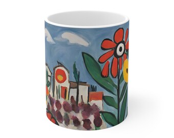 Beautiful Floral Coffee Cup 11oz, Vintage Botanical Cup, Pastel Floral, Nature Mug, Flower Garden Lover Gift, Mothers Day, Vibrant Color