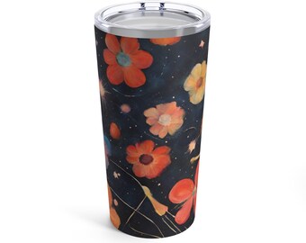 Beautiful Floral Tumbler 20oz, Vintage Botanical Cup, Pastel Floral, Nature Mug, Flower Garden Lover Gift, Mothers Day, Vibrant Pastels