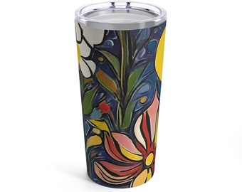 Beautiful Floral Tumbler 20oz, Vintage Botanical Cup, Pastel Floral, Nature Mug, Flower Garden Lover Gift, Mothers Day, Vibrant Pastels