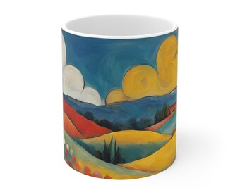 Beautiful Floral Coffee Cup 11oz, Vintage Botanical Cup, Pastel Floral, Nature Mug, Flower Garden Lover Gift, Mothers Day, Vibrant Color