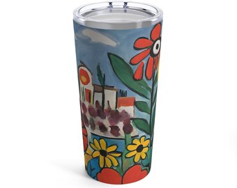 Beautiful Floral Tumbler 20oz, Vintage Botanical Cup, Pastel Floral, Nature Mug, Flower Garden Lover Gift, Mothers Day, Vibrant Pastels