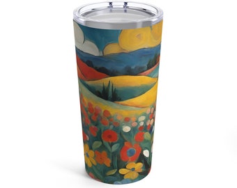 Beautiful Floral Tumbler 20oz, Vintage Botanical Cup, Pastel Floral, Nature Mug, Flower Garden Lover Gift, Mothers Day, Vibrant Pastels